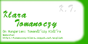 klara tomanoczy business card